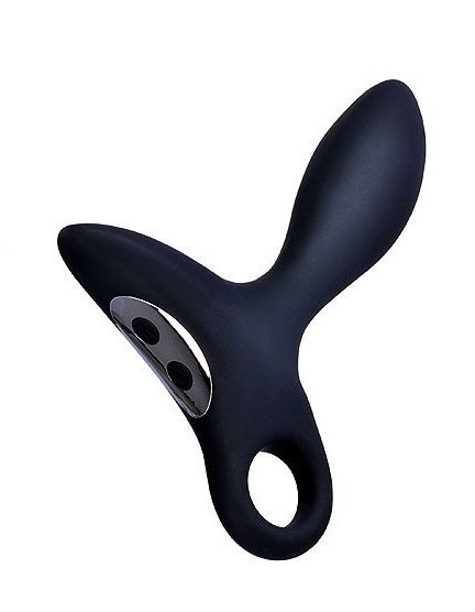 Черный силиконовый анальный вибромассажер Erokey с колечком-ограничителем - Erokay - в Петрозаводске купить с доставкой