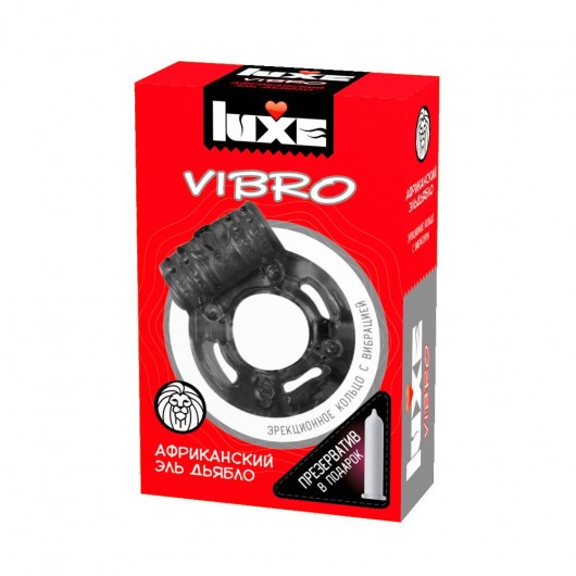 Чёрное эрекционное виброкольцо Luxe VIBRO  Африканский Эль Дьябло  + презерватив - Luxe - в Петрозаводске купить с доставкой