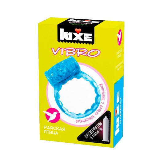 Голубое эрекционное виброкольцо Luxe VIBRO  Райская птица  + презерватив - Luxe - в Петрозаводске купить с доставкой