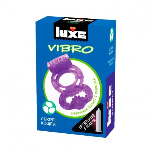 Фиолетовое эрекционное виброкольцо Luxe VIBRO  Секрет Кощея  + презерватив - Luxe - в Петрозаводске купить с доставкой