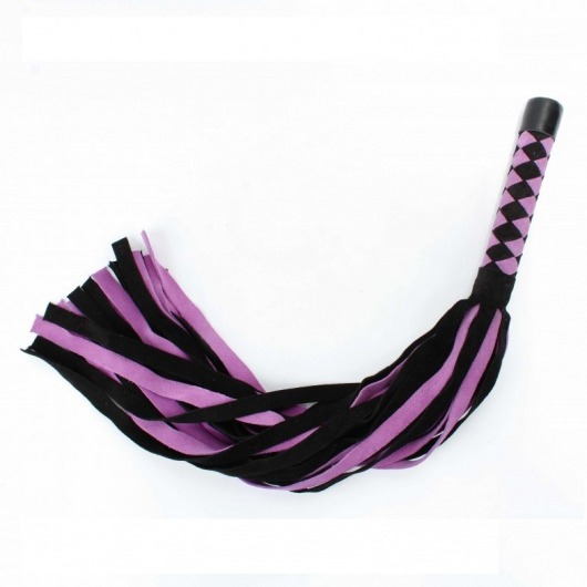 Черно-розовая плеть из замши - 58 см. - БДСМ Арсенал - купить с доставкой в Петрозаводске