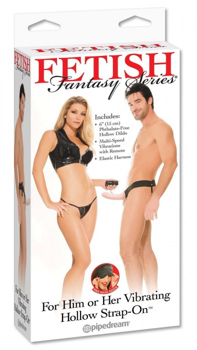 Полый страпон унисекс телесного цвета с вибрацией For Him or Her ​Vibrating Hollow Strap-On - 15 см. - Pipedream - купить с доставкой в Петрозаводске