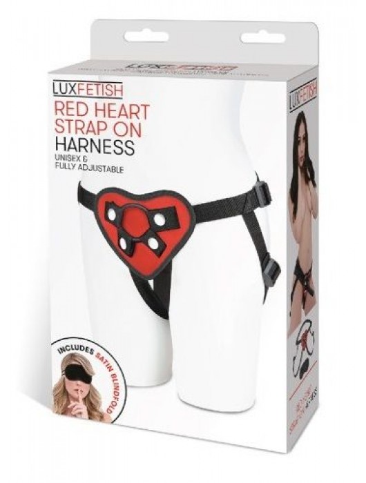 Трусики с красным сердечком для страпона - Lux Fetish - купить с доставкой в Петрозаводске