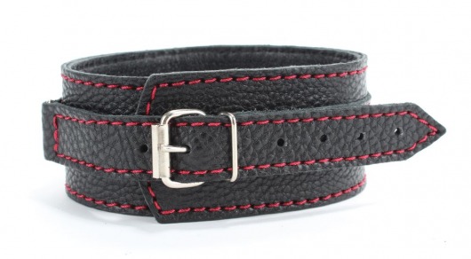 Черный ошейник из натуральной кожи с шипами - БДСМ Арсенал - купить с доставкой в Петрозаводске