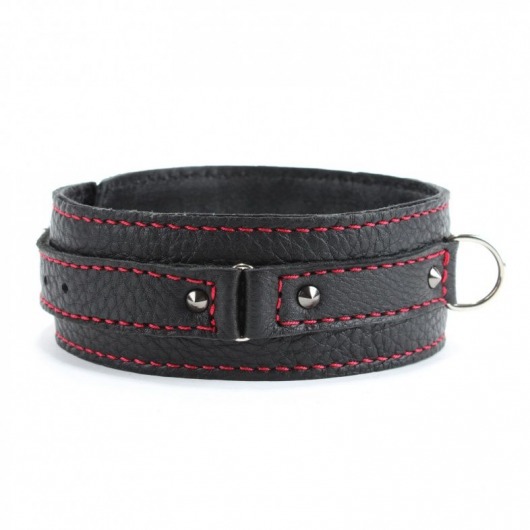 Черный ошейник из натуральной кожи с шипами - БДСМ Арсенал - купить с доставкой в Петрозаводске