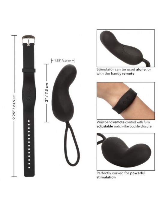 Черное виброяйцо с браслетом-пультом Wristband Remote Curve - California Exotic Novelties