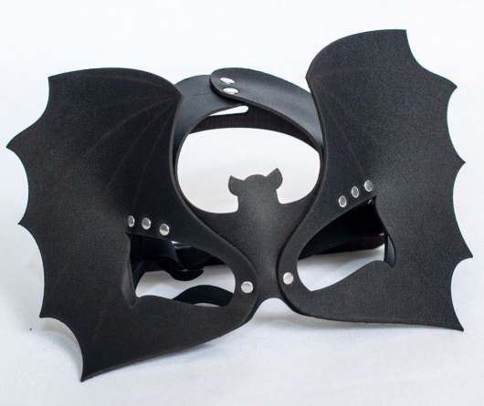 Черная кожаная маска на глаза  Летучая мышь - Sitabella - купить с доставкой в Петрозаводске