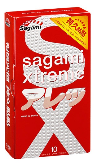Утолщенные презервативы Sagami Xtreme Feel Long с точками - 10 шт. - Sagami - купить с доставкой в Петрозаводске