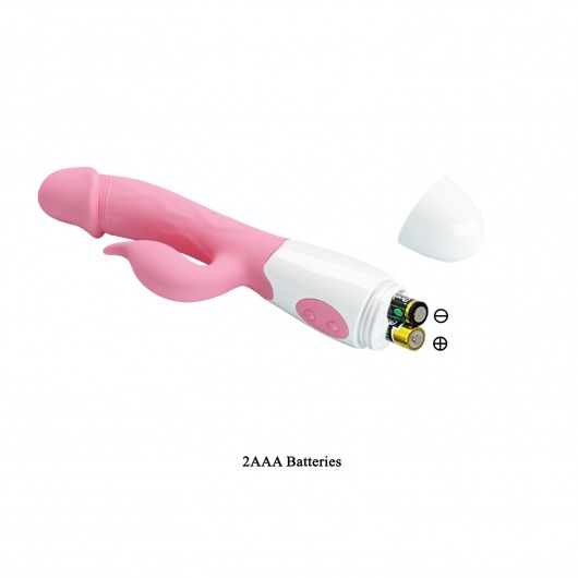 Нежно-розовый вибратор с клиторальным отростком Peter - 19,2 см. - Baile