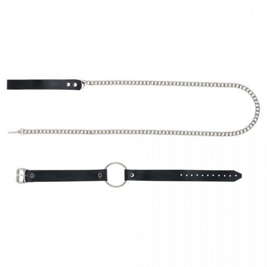 Черный поводок и чокер с кольцом Rada - Rebelts - купить с доставкой в Петрозаводске