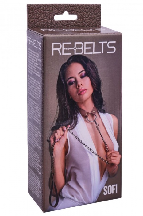 Коричневый поводок и чокер с кольцом Sofi - Rebelts - купить с доставкой в Петрозаводске
