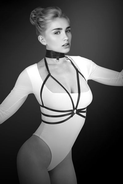 Черная упряжь на грудь Julia - Bijoux Pour Toi - купить с доставкой в Петрозаводске