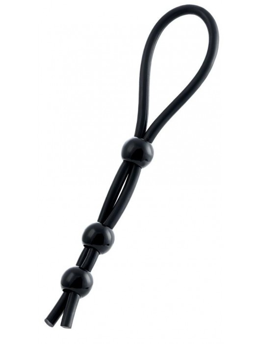 Черное лассо на пенис с тремя бусинами - A-toys - в Петрозаводске купить с доставкой