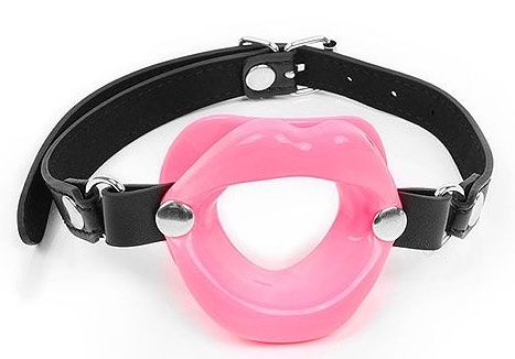 Розовый кляп-губки на черном ремешке - Notabu - купить с доставкой в Петрозаводске