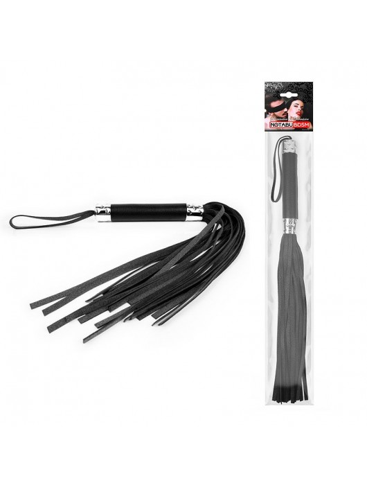 Черная многохвостая плеть с круглой ручкой - 44 см. - Notabu - купить с доставкой в Петрозаводске