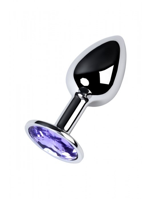 Серебристая конусовидная анальная пробка с фиолетовым кристаллом - 7 см. - ToyFa - купить с доставкой в Петрозаводске