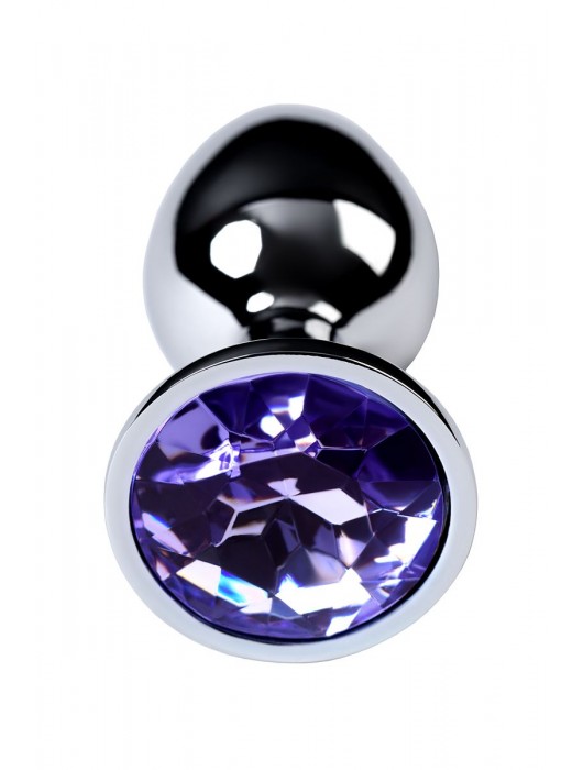 Серебристая конусовидная анальная пробка с фиолетовым кристаллом - 7 см. - ToyFa - купить с доставкой в Петрозаводске