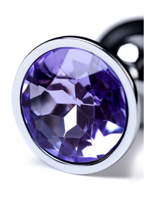 Серебристая конусовидная анальная пробка с фиолетовым кристаллом - 7 см. - ToyFa - купить с доставкой в Петрозаводске