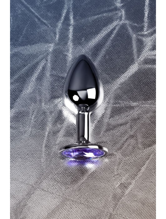 Серебристая конусовидная анальная пробка с фиолетовым кристаллом - 7 см. - ToyFa - купить с доставкой в Петрозаводске