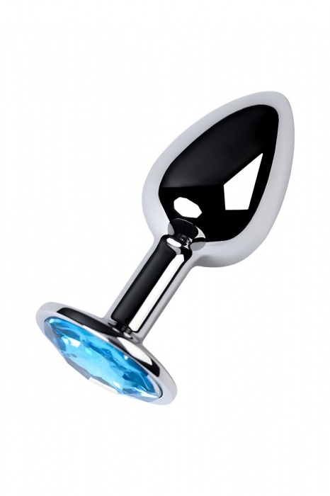 Серебристая конусовидная анальная пробка с голубым кристаллом - 7 см. - ToyFa - купить с доставкой в Петрозаводске