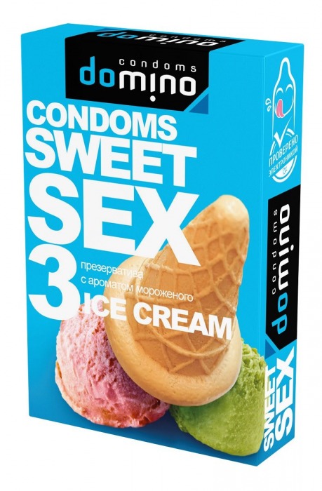 Презервативы для орального секса DOMINO Sweet Sex с ароматом мороженого - 3 шт. - Domino - купить с доставкой в Петрозаводске