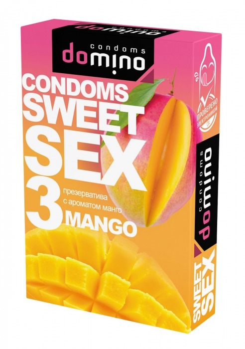 Презервативы для орального секса DOMINO Sweet Sex с ароматом манго - 3 шт. - Domino - купить с доставкой в Петрозаводске