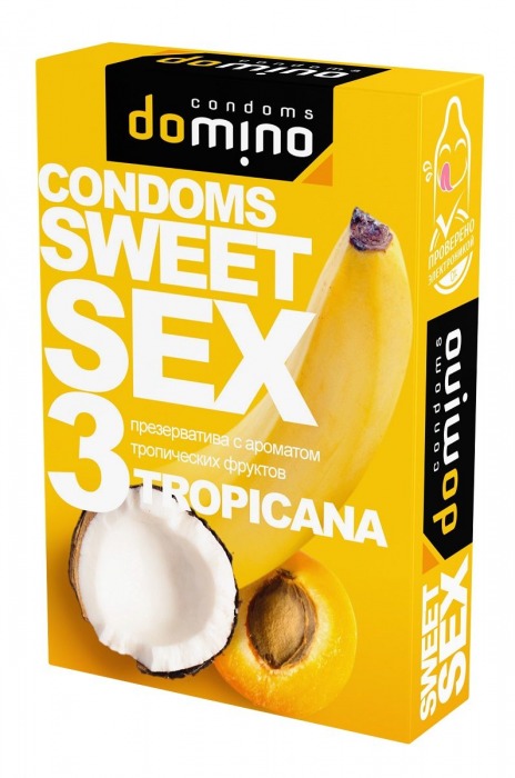 Презервативы для орального секса DOMINO Sweet Sex с ароматом тропических фруктов - 3 шт. - Domino - купить с доставкой в Петрозаводске
