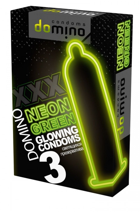 Презервативы DOMINO Neon Green со светящимся в темноте кончиком - 3 шт. - Domino - купить с доставкой в Петрозаводске