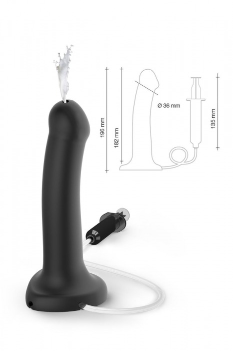 Черный фаллос с имитацией эякуляции Silicon Cum Dildo L - 19,6 см. - Strap-on-me - купить с доставкой в Петрозаводске
