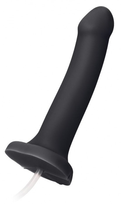 Черный фаллос с имитацией эякуляции Silicon Cum Dildo L - 19,6 см. - Strap-on-me - купить с доставкой в Петрозаводске