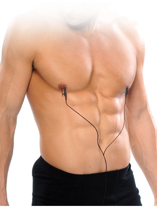 Черные электрические зажимы для сосков Shock Therapy Nipple Clamps - Pipedream - купить с доставкой в Петрозаводске