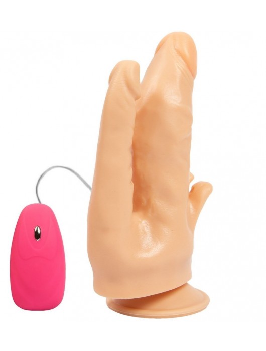 Телесный анально-вагинальный вибратор - 17 см. - LOVETOY (А-Полимер)