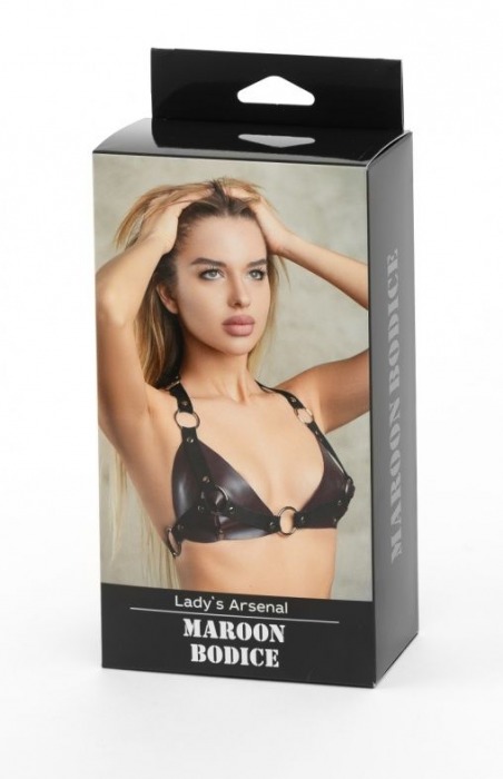 Бордовый лиф Ladys Arsenal с колечками - БДСМ Арсенал - купить с доставкой в Петрозаводске