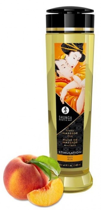 Массажное масло для тела с ароматом персика Stimulation - 240 мл. - Shunga - купить с доставкой в Петрозаводске