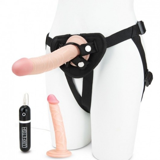 Регулируемые трусики с 2 насадками - 16 и 15 см. - Lux Fetish - купить с доставкой в Петрозаводске