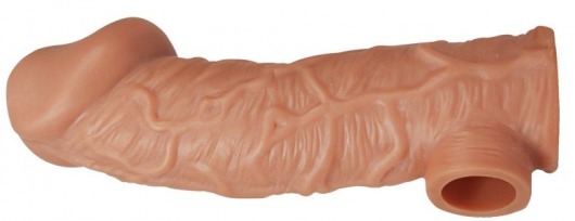 Телесная насадка на фаллос с отверстием для мошонки EXTREME SLEEVE - 17,6 см. - KOKOS - в Петрозаводске купить с доставкой