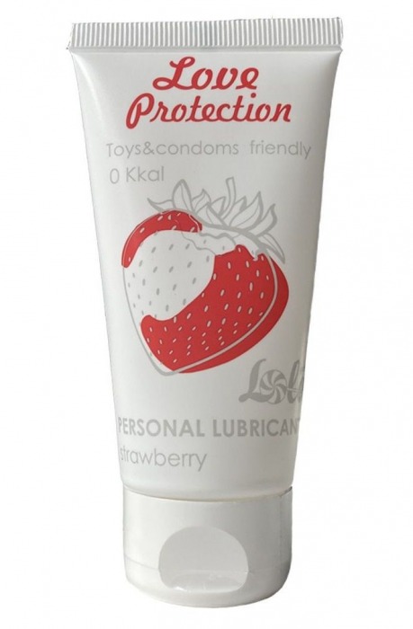 Лубрикант на водной основе с ароматом малины Love Protection Strawberry - 50 мл. - Lola Games - купить с доставкой в Петрозаводске