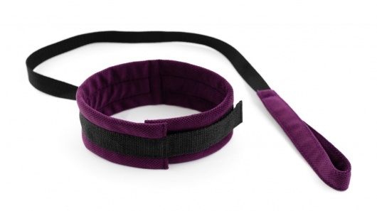 Фиолетово-черный ошейник My Rules с поводком - БДСМ Арсенал - купить с доставкой в Петрозаводске