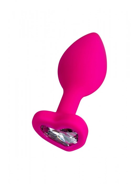 Розовая анальная втулка Diamond Heart с прозрачным кристаллом - 7 см. - ToyFa - купить с доставкой в Петрозаводске