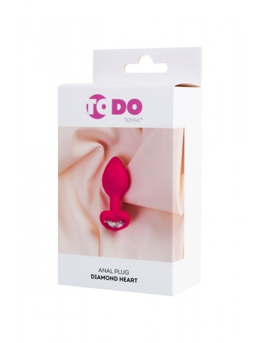 Розовая анальная втулка Diamond Heart с прозрачным кристаллом - 7 см. - ToyFa - купить с доставкой в Петрозаводске