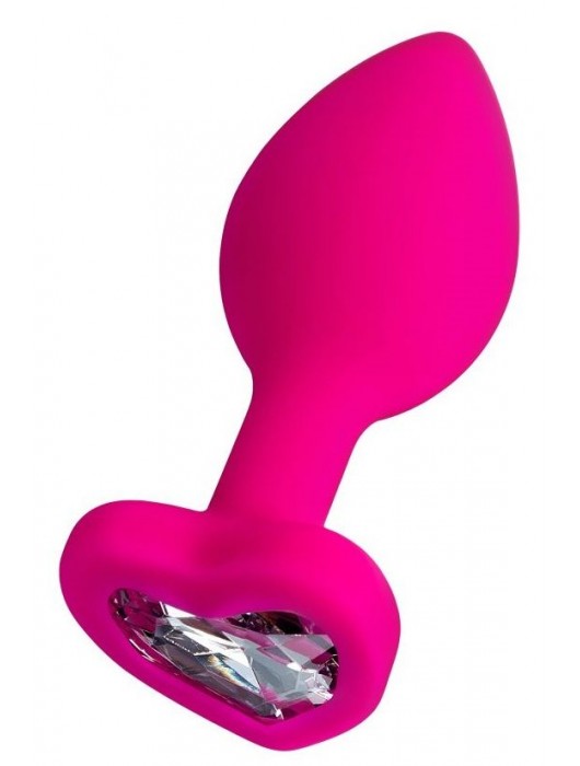 Розовая анальная втулка Diamond Heart с прозрачным кристаллом - 7 см. - ToyFa - купить с доставкой в Петрозаводске