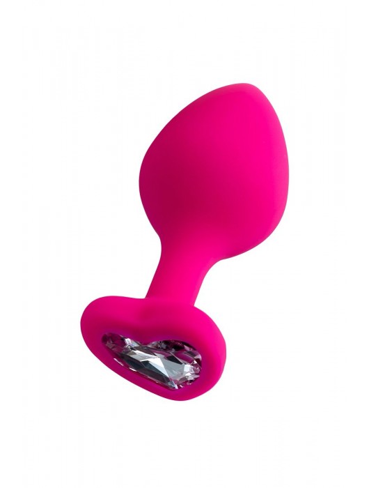 Розовая анальная втулка Diamond Heart с прозрачным кристаллом - 8 см. - ToyFa - купить с доставкой в Петрозаводске