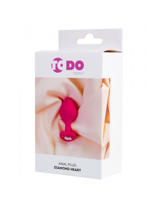 Розовая анальная втулка Diamond Heart с прозрачным кристаллом - 8 см. - ToyFa - купить с доставкой в Петрозаводске