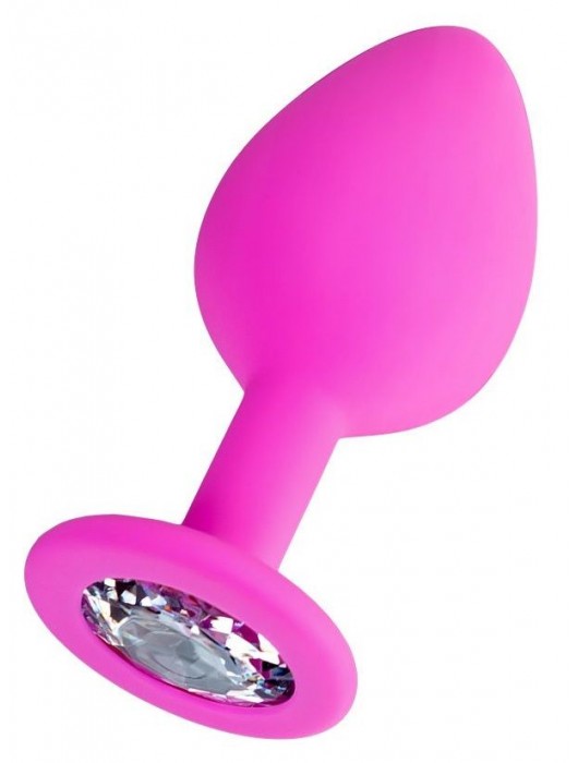Розовая анальная втулка Brilliant с прозрачным кристаллом - 7 см. - ToyFa - купить с доставкой в Петрозаводске