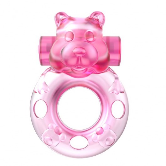 Розовое эрекционное виброкольцо на пенис Pink Bear - Baile - в Петрозаводске купить с доставкой
