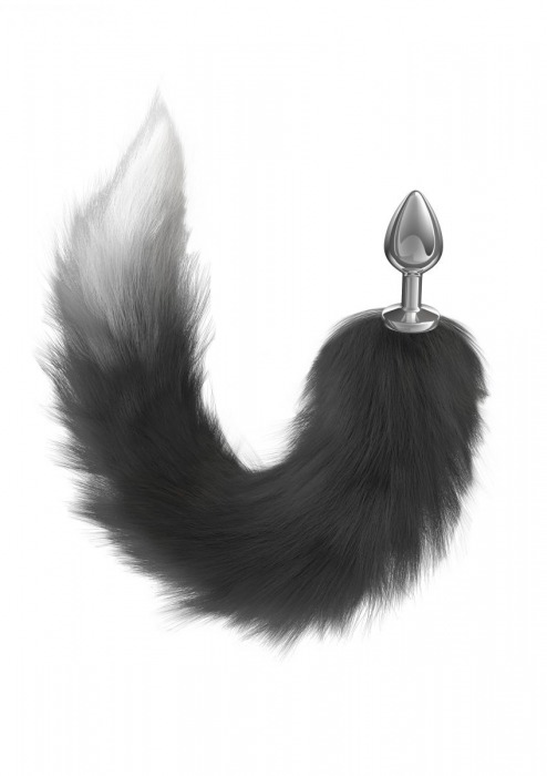 Серебристая анальная пробка с черным хвостом Galaxy - Lola Games - купить с доставкой в Петрозаводске