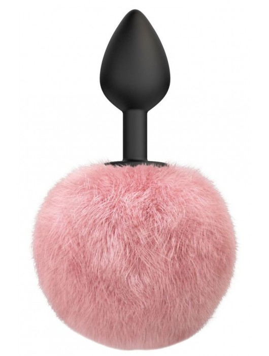 Черная анальная пробка с розовым пушистым хвостиком Fluffy - Lola Games