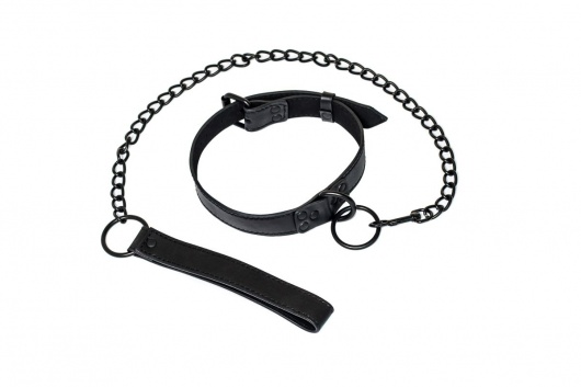 Черный ошейник Sin с поводком - Lola Games - купить с доставкой в Петрозаводске