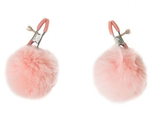 Зажимы на соски Angelic с розовыми меховыми шариками - Lola Games - купить с доставкой в Петрозаводске