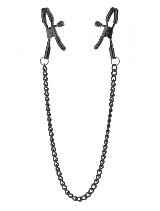 Черные зажимы на соски на цепочке BLAZE DELUXE NIPPLE CLAMPS - Dream Toys - купить с доставкой в Петрозаводске